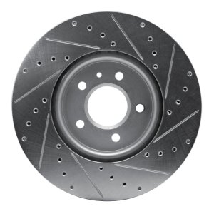 Buick CASCADA Brake Rotor (1) - Front Left - R1 Concepts - Drilled & Slotted - Silver - `14-`19